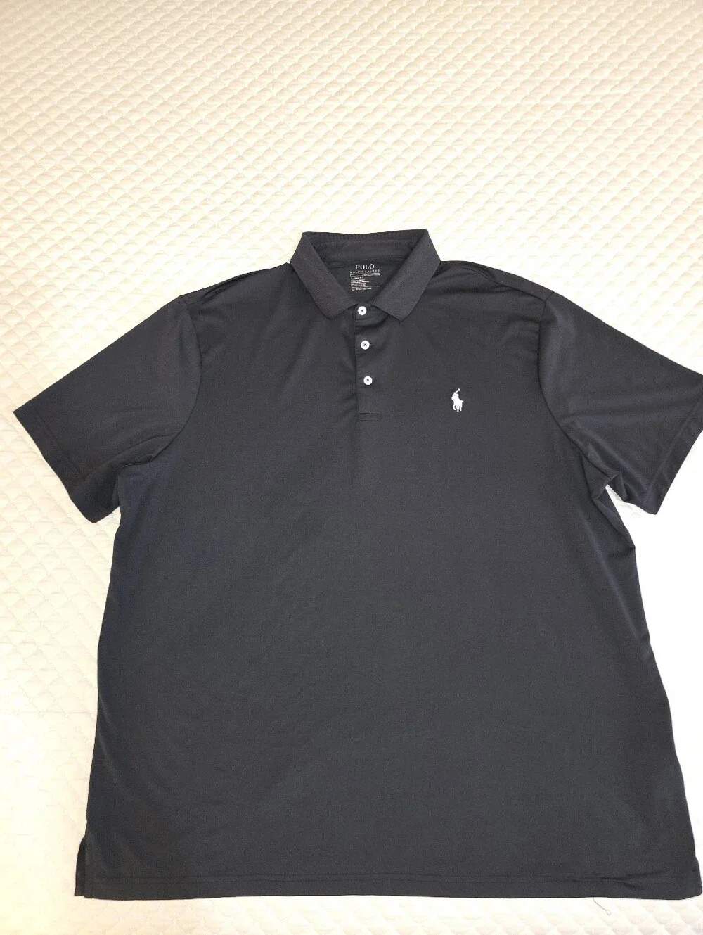 XL - Ralph Lauren Men's Black Short-Sleeve Polo with White Pony. (PRISTINE)